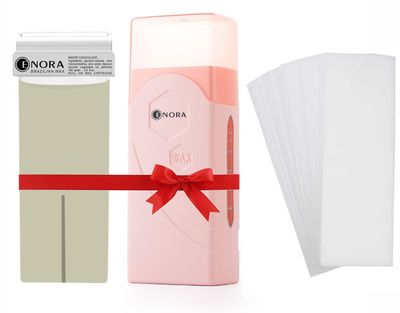 ENORA Roll On Wax Kit, Waxing Kit For Hair Removal With 1 Soft Wax Cartridge And Wax Strips, Professional Wax Heater Machine For Women Sensitive Skin(White Chocolate, 150 G)
