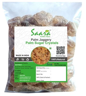 Saara HERBAL FRESH Palm Sugar Crystals, 50g, Panam Kalkandu, Palm Candy, Panakarkandu,Palm Jaggery Products,(pack of 1 x 50g)