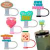 6-pieces Straw Covers for Reusable Straws- Positive Affirmation, Self-Care & Self-Love Designs- Silicone Straw Toppers for Tumblers, Stanley Cup Straw Cover, Straw Tip Covers, 7-9mm Straws Compatible view 1