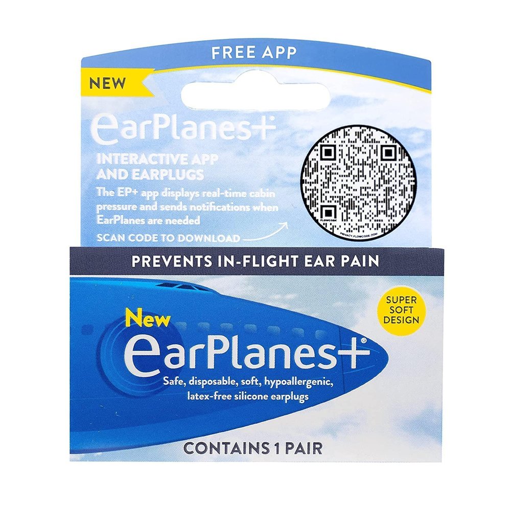 EarPlanes+, Earplugs Airplane Travel Ear Protection, Prevent in flight ear discomfort, EarPlanes+ the original pressure preventing earplugs for Adults (Adult 2 Pair)