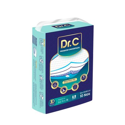 Dr.C (Doctors Choice) Premium Adult Underpads, Pack of 3 (30 Counts), Disposable Bed Pads with High Absorption for Incontinence and Leak Proof Protection, Unisex, 60 x90 cms.