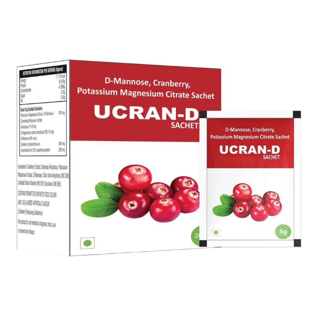 Biovencer UCRAN-D Sachets | D-Mannose, Cranberry, Potassium & Magnesium Citrate for UTI Relief | Supports Urinary Tract Health, Bladder Comfort & Prevents Recurrence | 5g Sachets