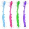 4 Pieces Denture Brush, Small Toothbrush for Dentures, Multi-Layered Bristles Ergonomic Rubber Handle for False Teeth Cleaning view 1