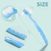 4 Pieces Denture Brush, Small Toothbrush for Dentures, Multi-Layered Bristles Ergonomic Rubber Handle for False Teeth Cleaning view 4