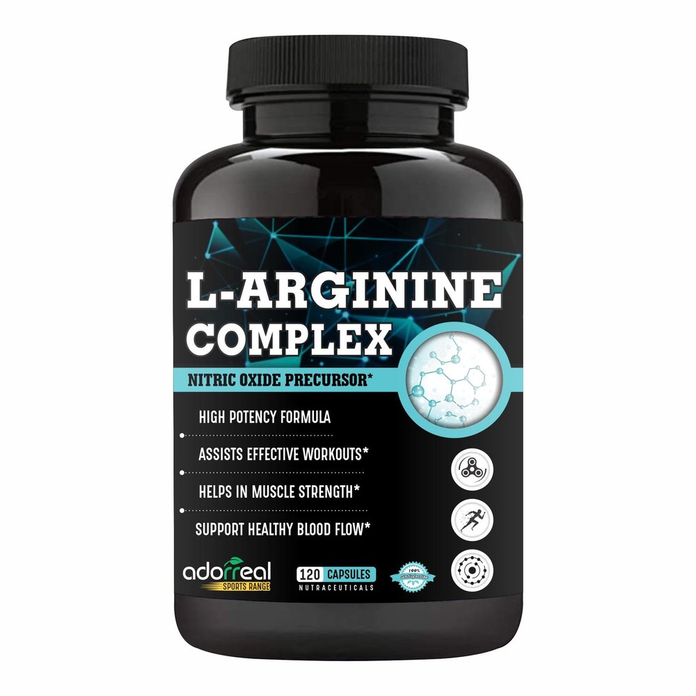 Adorreal Larginine AAKG 120 capsules (Nitric Oxide Booster Supplement - For Energy, Muscle Growth, Heart Health & Strength (Pack of 2)