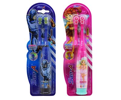 Asera 2 Pcs Kids Cartoon Printed Extra Soft Electric Battery Powered Toothbrush for Boy Girls Kids