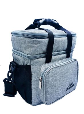Echo Boomers Grey Colour Solid Textured Large Insulated Tiffin Lunch Double Bag with Multi Zipper Pockets Lunch Double for Men, Women and Teens,Tiffin Bag for Work,Office | Picnic,School