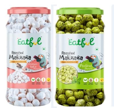 EATFUL Salt & Pepper + Pudina Roasted Flavour Makhana Jar Combo Pack (2 X 50 Gm)