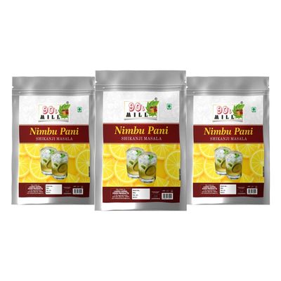 90's MILL Nimbu Sharbat-e-Khass/Nimbu Pani/Shikanji Masala|India's Popular Summertime Drink Masala Shikanji/Lemonade/Nimbu Pani/Lemon Water/Lemon shikanji/Shikanji soda Masala-150Gx3Pk