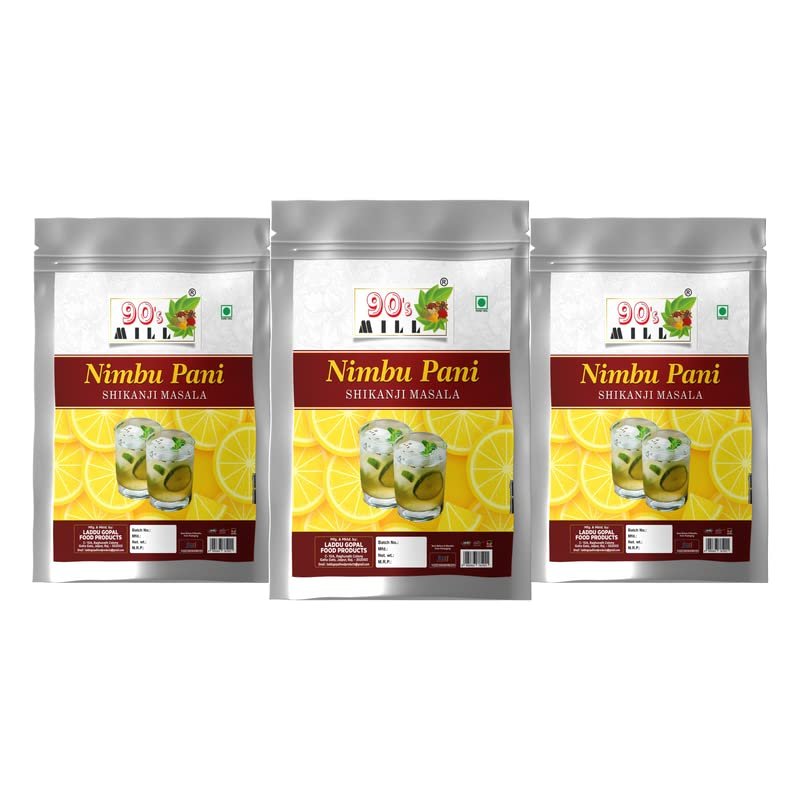 90's MILL Nimbu Sharbat-e-Khass/Nimbu Pani/Shikanji Masala|India's Popular Summertime Drink Masala Shikanji/Lemonade/Nimbu Pani/Lemon Water/Lemon shikanji/Shikanji soda Masala-150Gx3Pk