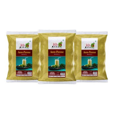 90's MILL Aam Panna Masala/Aam Jhora Masala|Indian Summer Drink|Gluten-free Unripe (Green) Mango Drink Sherbet|Tangy Green Mango/Kairi Panha/Aam Panna Masala Natural Fresh-190Gx3Pk