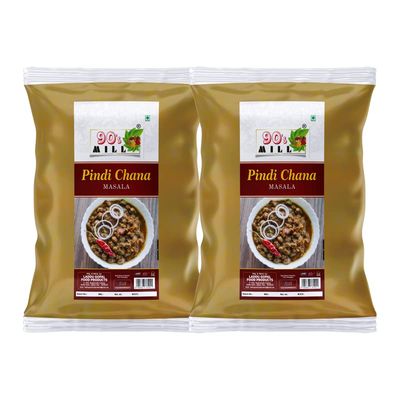 90's MILL Amritsari Pindi Chana Masala/Pindi Chole Masala | Chole/Chana/Chickpeas Sabji Masala | Rawalpindi Chana Chola Masala Natural And Fresh Authentic Spice Blend Spicy And Tangy-80Gx2Pk