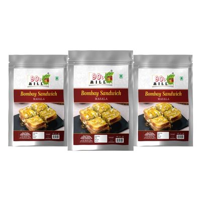 90's MILL Mumbai Mazagaon Sandwich Masala Hand-Made Delicious Sandwich Masala|Aromatic Masala For Mouthwatering Sandwiches|Crunchy Street food Sandwich Masala-190Gx3Pk