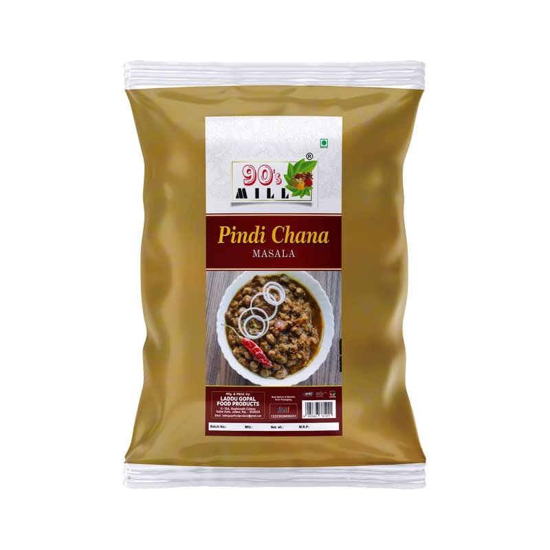 90's MILL Amritsari Pindi Chana Masala/Pindi Chole Masala | Chole/Chana/Chickpeas Sabji Masala | Rawalpindi Chana Chola Masala Natural And Fresh Authentic Spice Blend Spicy And Tangy-150Gx1Pk