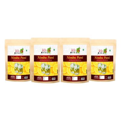 90's MILL Pahari Nimbu Pani/Shikanji Masala/India's Popular Summertime Drink Masala Shikanji/Limbu sarbat/Nimbu Pani/Lemon Water/Lemon Soda Masala Natural And Fresh Authentic-80Gx4Pk