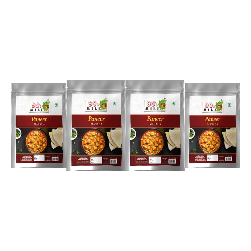 90's MILL Authentic Dum Paneer Kali Mirch Masala/Mughlai Shahi Kali Mirch Dum Paneer Masala Natural And Fresh/Restaurant-Style Dum Paneer Masala/Creamy and Spicy Paneer Masala-240Gx4Pk