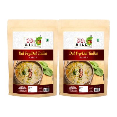 90's MILL Old Delhi Dhabba Dal Tadka/Dal Fry Masala Powder, Easy to Use Dal Fry/Dal Tadka Masala|Perfect Blend of Authentic Handpicked Spices|Shahi Kadai Dal Fry/Dal Tadka Masala-80Gx2Pk