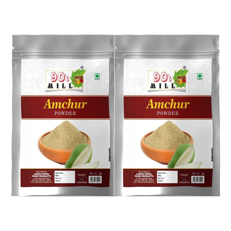 90's MILL Dry Green Mango Powder|Khatai or Khata powder/Kachi Keri Powder/Aam Churn|Amchur Powder/Dry Mango Powder/Amchoor Powder/Aamchur Powder/Maanga Thool/Maanga Podi-480Gx2Pk