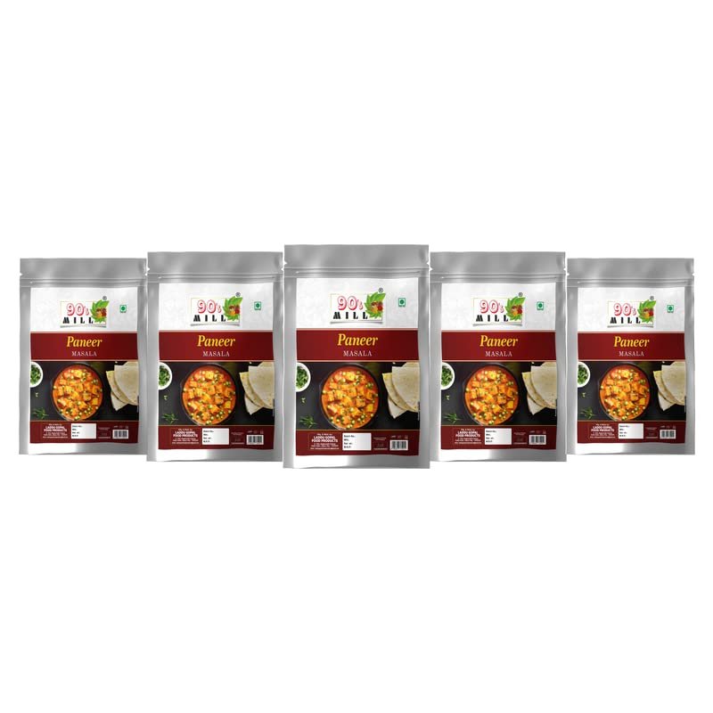90's MILL Authentic Dum Paneer Kali Mirch Masala/Mughlai Shahi Kali Mirch Dum Paneer Masala Natural And Fresh/Restaurant-Style Dum Paneer Masala/Creamy and Spicy Paneer Masala-80Gx5Pk
