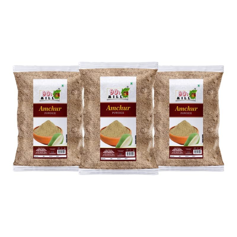 90's MILL Alphonso Dry Mango Powder||Amchur Powder/Dry Mangoes Powder/Amchoor Powder|Aamchur Powder/Maanga Thool/Maanga Podi Rich In Antioxidants,Vitamins A, C, D, B6-190Gx3Pk
