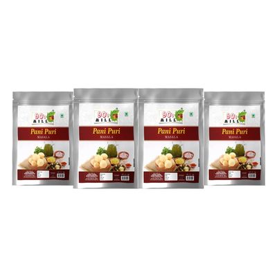 90's MILL Authentic Pani Puri Masala/Shahi Gol-Gappa Masala/Jal-Puri Masala Natural And Fresh/Street Food Golgappe Pani Puri Masala/Tasty Delicious Spicy Chatpata Masala-240Gx4Pk