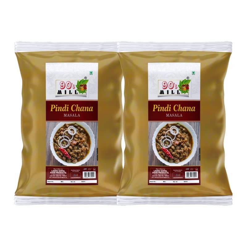 90's MILL Amritsari Pindi Chana Masala/Pindi Chole Masala | Chole/Chana/Chickpeas Sabji Masala | Rawalpindi Chana Chola Masala Natural And Fresh Authentic Spice Blend Spicy And Tangy-980Gx2Pk