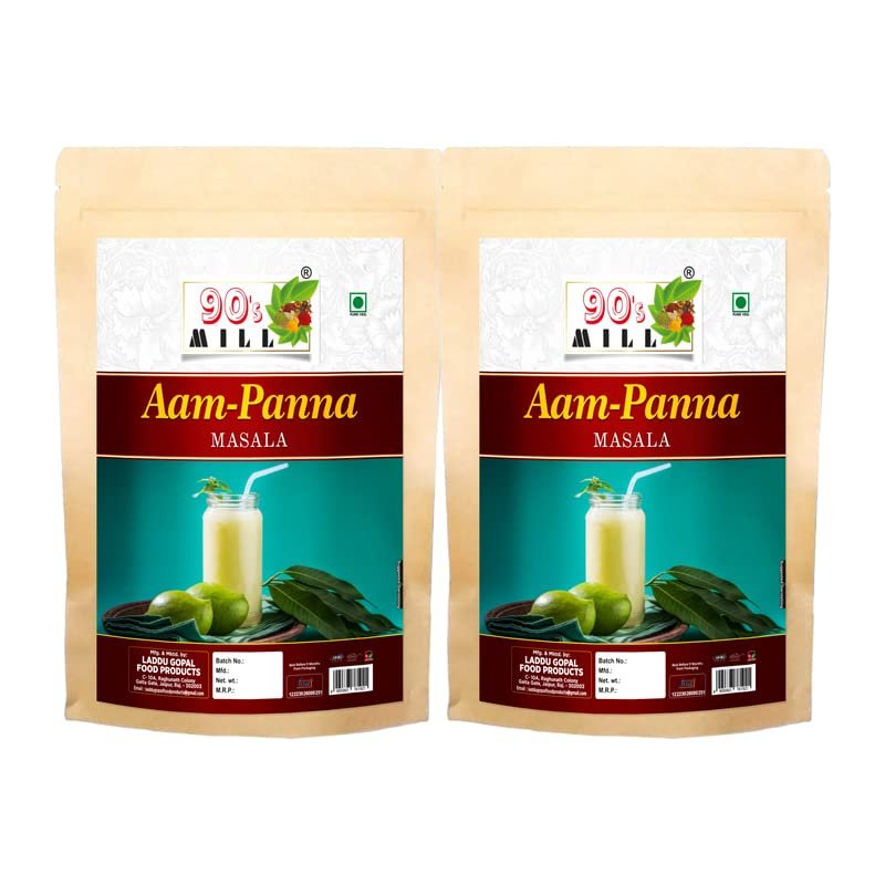 90's MILL Tangy Green Mango/Kairi Panha/Aam Panna Masala Natural Fresh|Aam Panna Masala/Aam Jhora Masala|Indian Summer Drink|Unripe (Green) Mango Drink Sherbet Masala-980Gx2Pk
