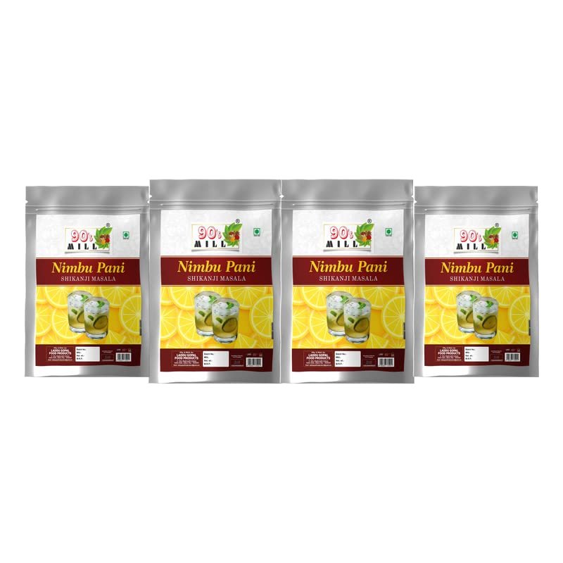 90's MILL Nimbu Sharbat-e-Khass/Nimbu Pani/Shikanji Masala|India's Popular Summertime Drink Masala Shikanji/Lemonade/Nimbu Pani/Lemon Water/Lemon shikanji/Shikanji soda Masala-240Gx4Pk