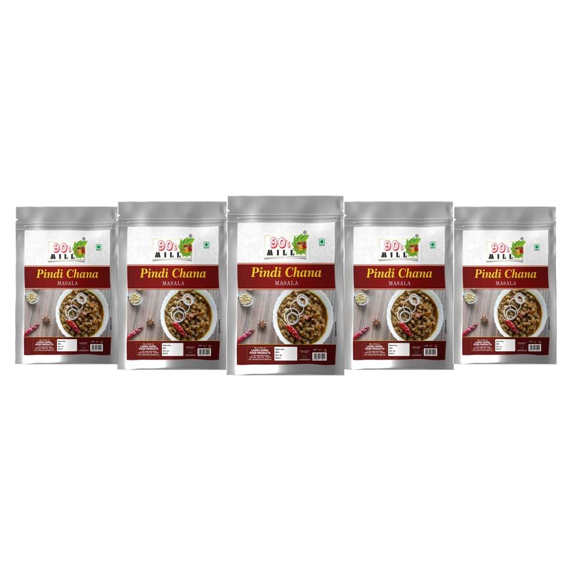 90's MILL Kake THE Dhabe Style Punjabi Khatte Pindi Chole/Pindi Chana Masala|Sukhe Chane/Chole Masala/Kabuli Chane/Chole Chickpeas Masala Natural And Fresh Authentic Spice Blend-190Gx5Pk