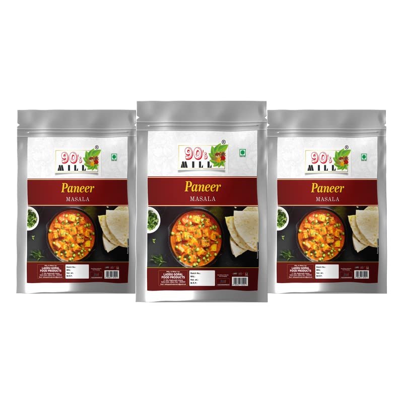 90's MILL Authentic Dum Paneer Kali Mirch Masala/Mughlai Shahi Kali Mirch Dum Paneer Masala Natural And Fresh/Restaurant-Style Dum Paneer Masala/Creamy and Spicy Paneer Masala-980Gx3Pk