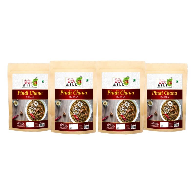 90's MILL Punjabi Ramgarhia Sukhe Chane Masala/Pindi Chole Chana Masala/Chole/Chana/Chickpeas Sabji Masala/Dhabe Wale Chane Chole Ka Masala Natural And Fresh Authentic Spice Blend-240Gx4Pk