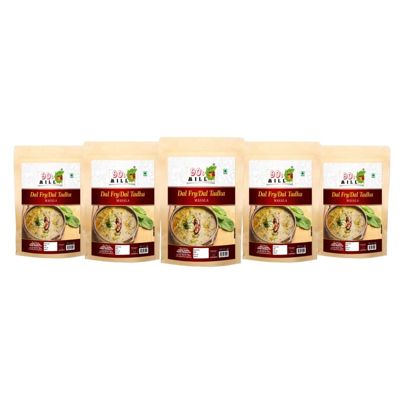90's MILL Old Delhi Dhabba Dal Tadka/Dal Fry Masala Powder, Easy to Use Dal Fry/Dal Tadka Masala|Perfect Blend of Authentic Handpicked Spices|Shahi Kadai Dal Fry/Dal Tadka Masala-150Gx5Pk