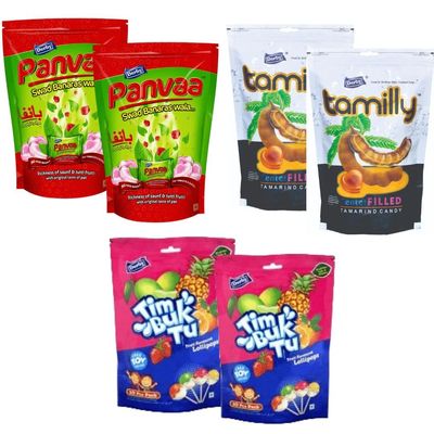 Derby Orange, Kachha Aam & Mix Fruit Combo Pack Of Standy Pouch-Panvaa/Tamily/Tim Buk Tu (Panvaa_Tamilly_Tbt_(Each Pack Of 2),0.9 Grams