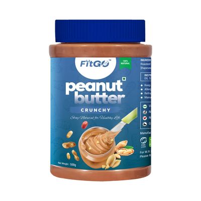 FITGO Peanut Butter, Crunchy Peanut Buttler With 26g Protine, Nutty Crunch Spread With No Added Sugar & Salt, Healthy Peanut Butter, Gluten & Cholesterol Free, Organic Peanut Butter