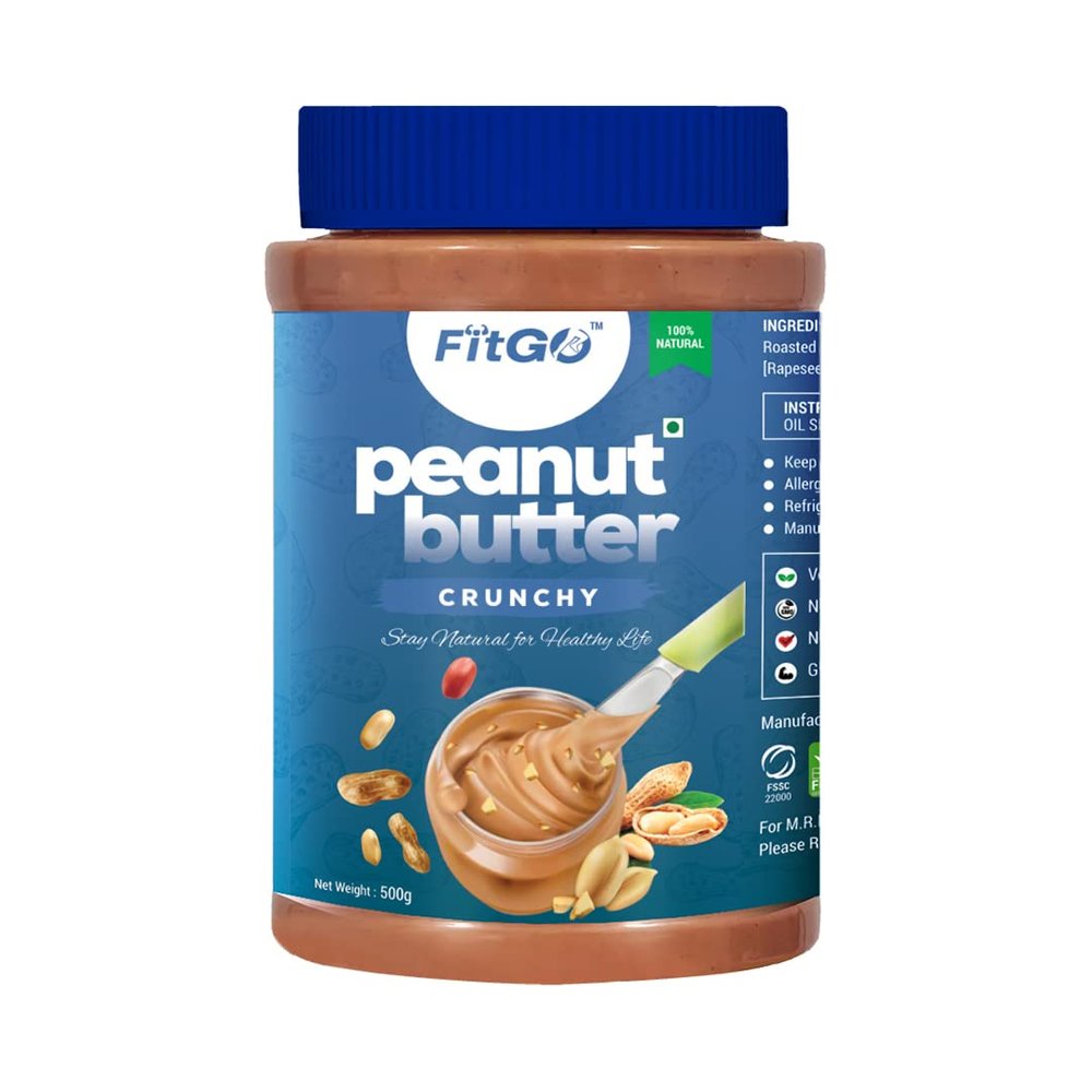 FITGO Peanut Butter, Crunchy Peanut Buttler With 26g Protine, Nutty Crunch Spread With No Added Sugar & Salt, Healthy Peanut Butter, Gluten & Cholesterol Free, Organic Peanut Butter