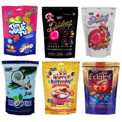 Derby Secret Assorted_Velvetto Mix Fruit flavors_Tropic Coconut Toffees_Happy Birthday_Eclairs 4flavors / Tim Buk Tu Lollipop 10pcs / 880Gms
