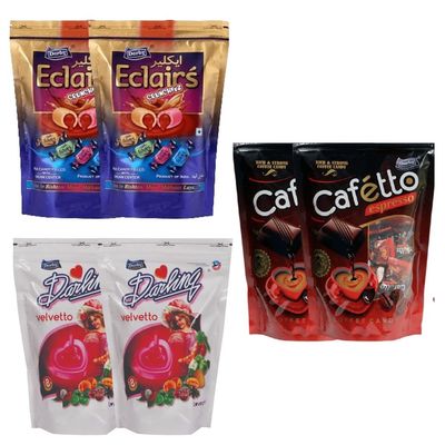 Derby Combo Pack Of Standy Pouch - Velvetto/Assorted eclair/Cafetto (Caffetto_A eclair_Velvetto_(Each Pack Of 2)