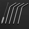 BRIKSHI Reusable Stainless Steel Metal Straws - Pack of 4 (Straight & Bent) with 1 Brush view 2