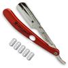 Fortive Gentleman Stainless Steel Barber Straight Edge Barber Razor Folding Shaving Shaver for Men (Free 5 Blades) (Red) view 1