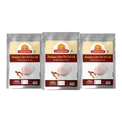 Ghotaram Organic Lahori Sendha Sindhav Saindhava Sandha Namak Lavana | Additive-Free, Gourmet Grade, Signature Quality | Rock Salt for Everyday Cooking | Vrat Upwaas Ka Namak-1900GM*3Pack