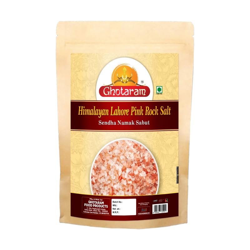 Ghotaram Whole Himalayan Pink Rock Salt Chunks | Sendha Namak Sabut | Sabut Sendha Sindhav Namak Granules Crystal | Himalayan Pure sendha namak Pink Rock Salt Chunks-400GM*1Pack