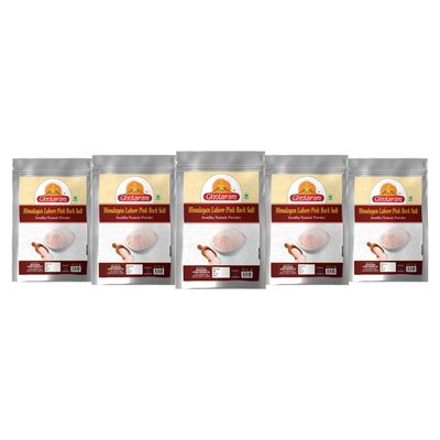 Ghotaram Classic Rock Salt Powder | Himalyan Pink Rock Salt Powder | 100% Pure Pink Salt with Natural Trace Minerals | Sendha Sandha Saindhav Sindhav Namak Lavana Loon-400GM*5Pack