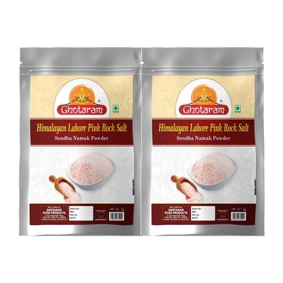 Ghotaram Classic Rock Salt Powder | Himalyan Pink Rock Salt Powder | 100% Pure Pink Salt with Natural Trace Minerals | Sendha Sandha Saindhav Sindhav Namak Lavana Loon-400GM*2Pack
