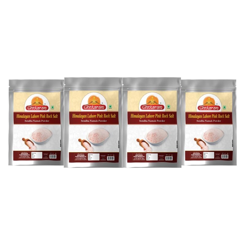 Ghotaram Classic Rock Salt Powder | Himalyan Pink Rock Salt Powder | 100% Pure Pink Salt with Natural Trace Minerals | Sendha Sandha Saindhav Sindhav Namak Lavana Loon-400GM*4Pack