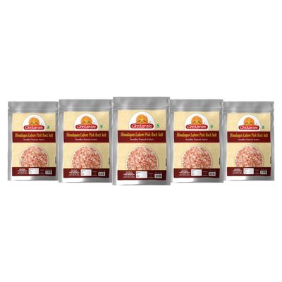 Ghotaram Whole Granules Sendha Sindhav Namak Unrefined & Natural Used for Cooking Baking Sprinkling Fermenting Marinating | Himalayan Pink Rock Salt Crystals Chunks Highly Nutritious-850GM*5Pack