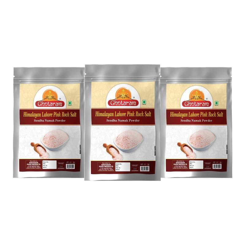 Ghotaram Classic Rock Salt Powder | Himalyan Pink Rock Salt Powder | 100% Pure Pink Salt with Natural Trace Minerals | Sendha Sandha Saindhav Sindhav Namak Lavana Loon-100GM*3Pack