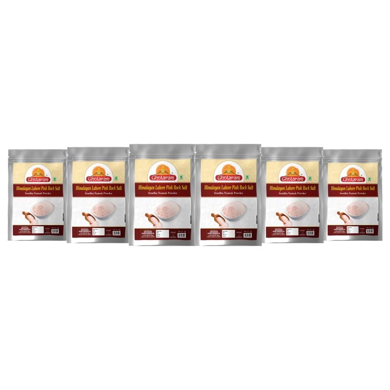 Ghotaram Classic Rock Salt Powder | Himalyan Pink Rock Salt Powder | 100% Pure Pink Salt with Natural Trace Minerals | Sendha Sandha Saindhav Sindhav Namak Lavana Loon-400GM*6Pack