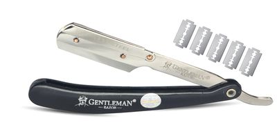 Fortive Gentleman Stainless Steel Barber Straight Edge Barber Razor Folding Shaving Shaver for Men (Free 5 Blades) (Black)
