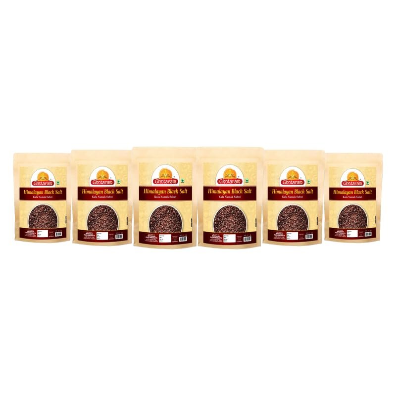 Ghotaram Mineral Rich Black Salt | Exotic Kala Namak | Whole Natural Black Salt | Sabut Kala Namak | Crystal Kala Namak Chunks Kala Loon Chunks-400GM*6Pack