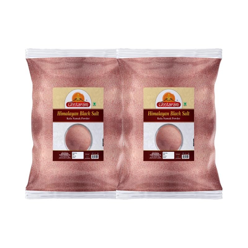 Ghotaram Handgrounded Natural Organic Black Salt/Kala Namak Powder | Handground Kala Namak Kala Loon Powder | Sulphur-Rich Kala Namak Sanchal Powder | bit loona bit lobon kala loon-1900GM*2Pack